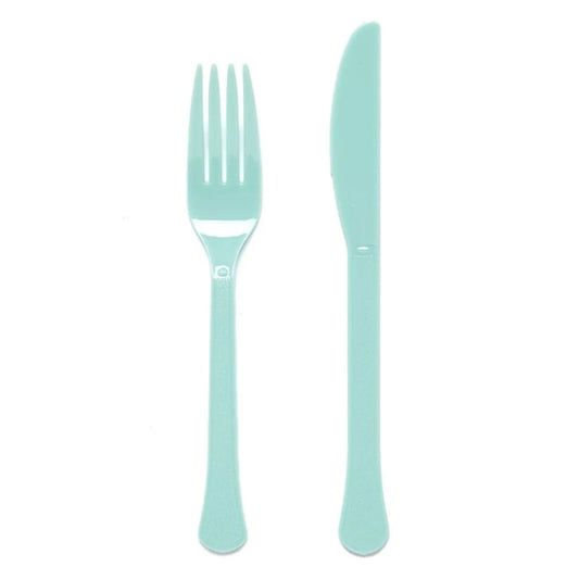 Mixed Plastic Cutlery (24pk) - Duck Egg