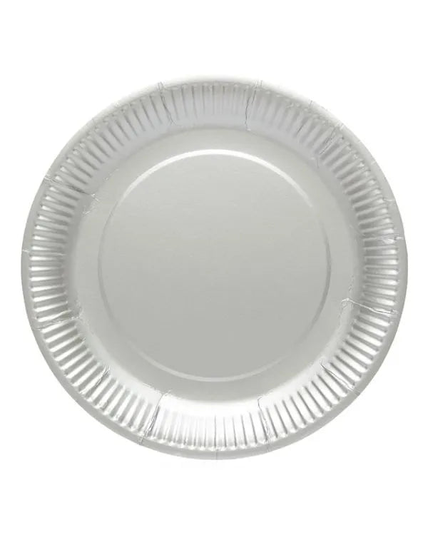 Silver Matte Paper Plates - 23cm (8pk)