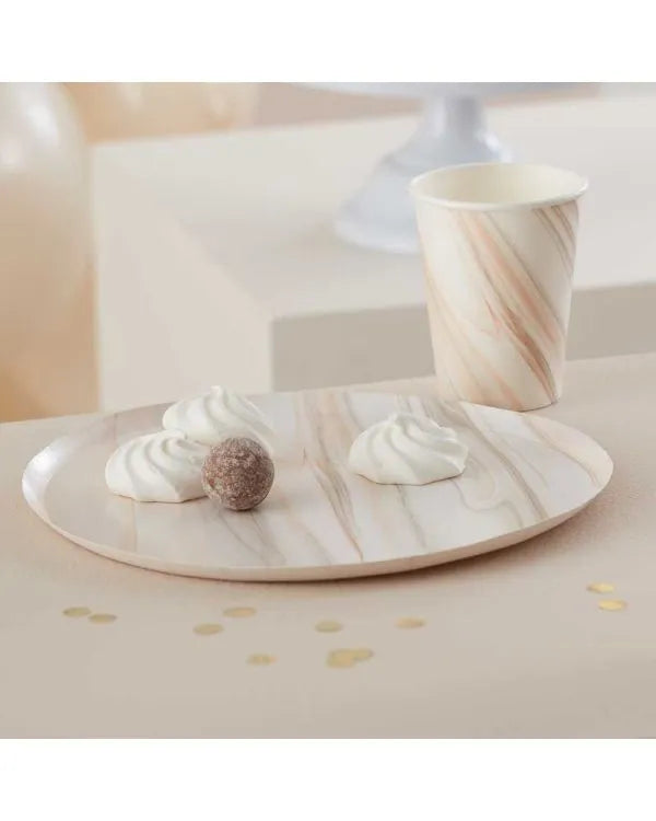 Natural Marble Paper Plates - 25cm (8pk)