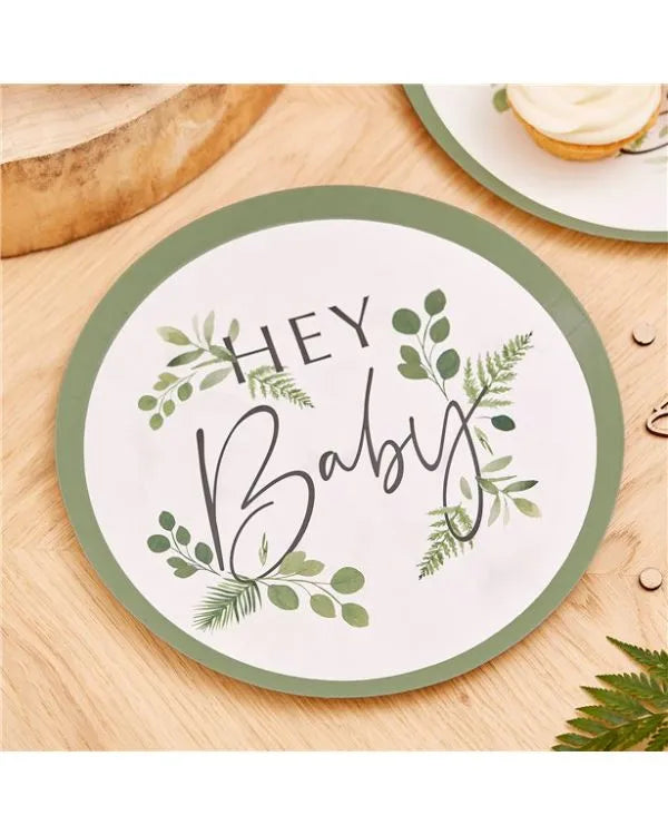 Botanical Baby Paper Plates - 24cm (8pk)