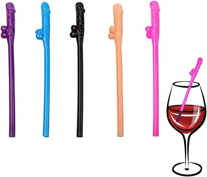 Neon Willy Sipper Straws - 18cm - Hen Party Accessories