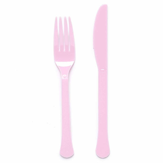 Mixed Plastic Cutlery (24pk) - Pale Pink (Marshmallow)