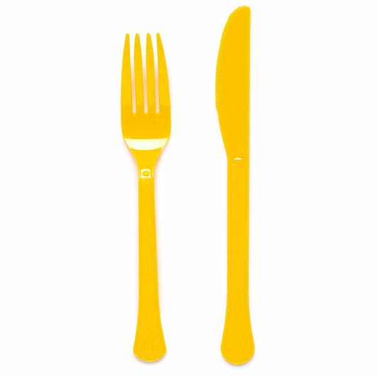 Mixed Plastic Cutlery (24pk) - Yellow (Buttercup)
