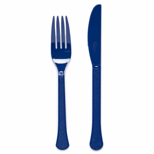 Mixed Plastic Cutlery (24pk) - Dark Blue (Blueberry)