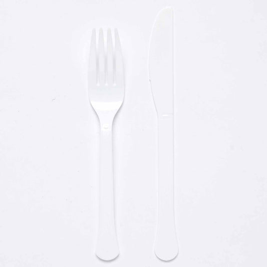 Mixed Plastic Cutlery (24pk) - White (Coconut)