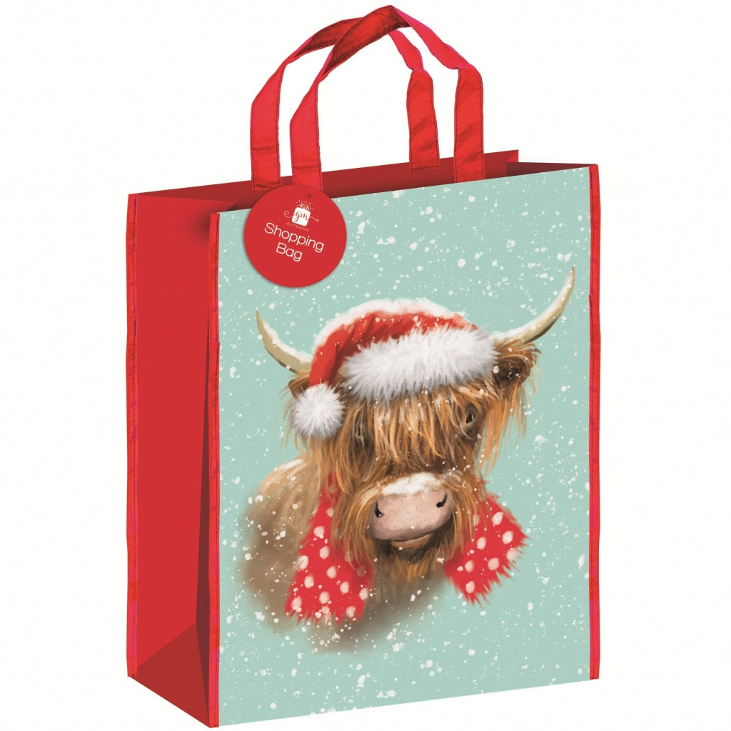 Portrait Highland Cow Christmas Bag