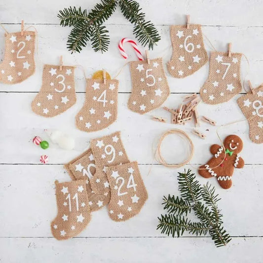 Hessian Stockings Advent Calendar (24pk)