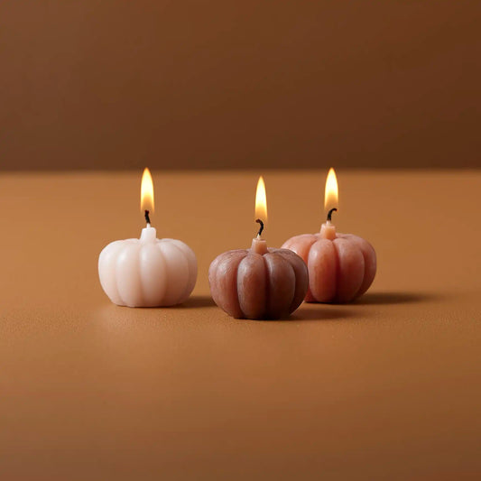 3 Pumpkin Shaped Candles