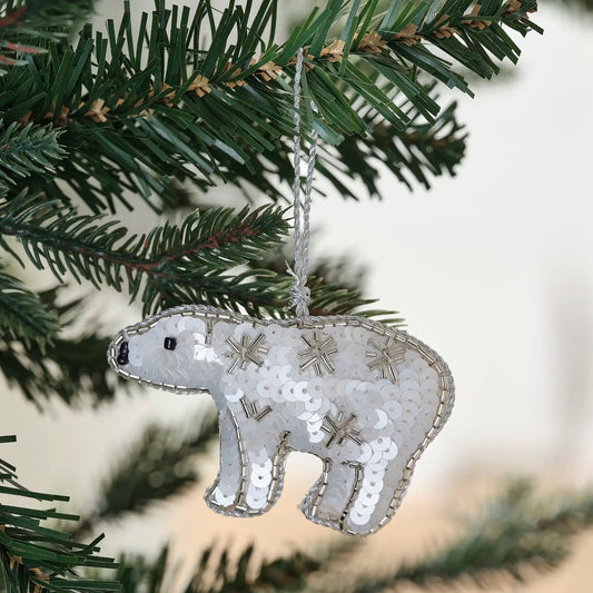Embellished Polar Bear Christmas Tree Decoration