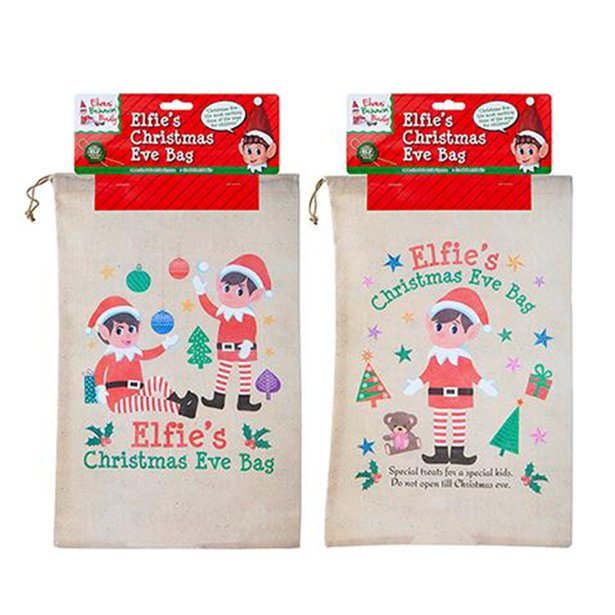 Naughty Elf Medium Draw String Christmas Eve Bag