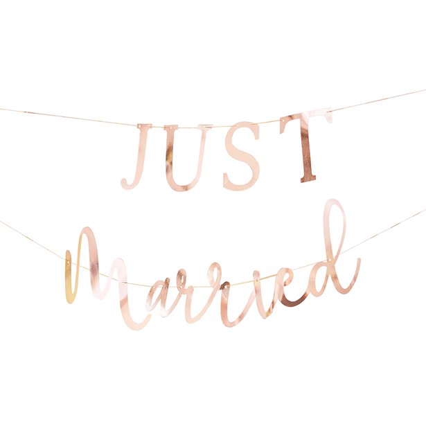 Botanical Wedding Just Married Copper Foiled Bunting - 3m