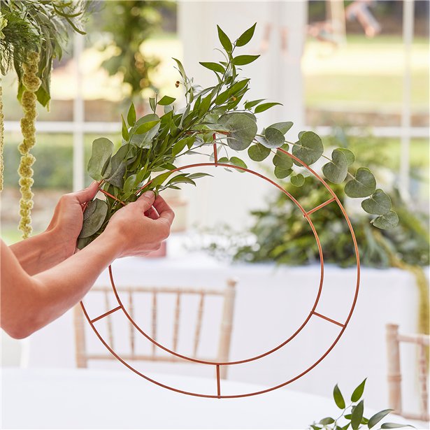 Botanical Wedding Copper Hanging Chandelier Hoops - 40cm