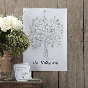 A Vintage Affair Wedding Fingerprint Tree Brown/Green
