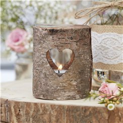 Rustic Country Wooden Heart Tealight Holder