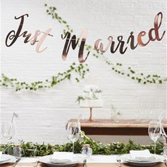 Beautiful Botanics 'Just Married' Rose Gold Bunting - 1.5m