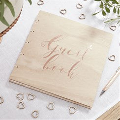 Beautiful Botanics Wooden Rose Gold Foiled Guest Book